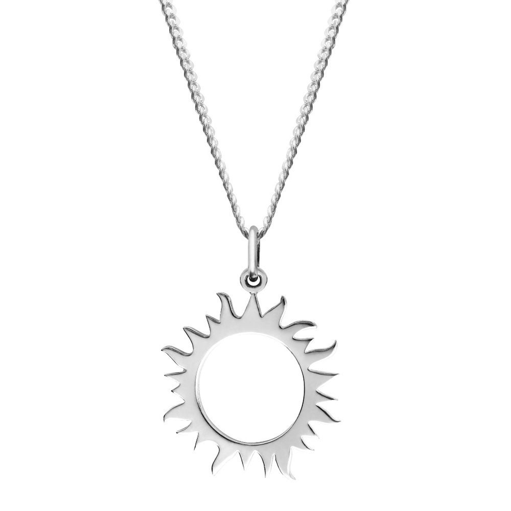 Sterling Silver Sun Pendant Necklace – 18mm Charm on 18" Chain